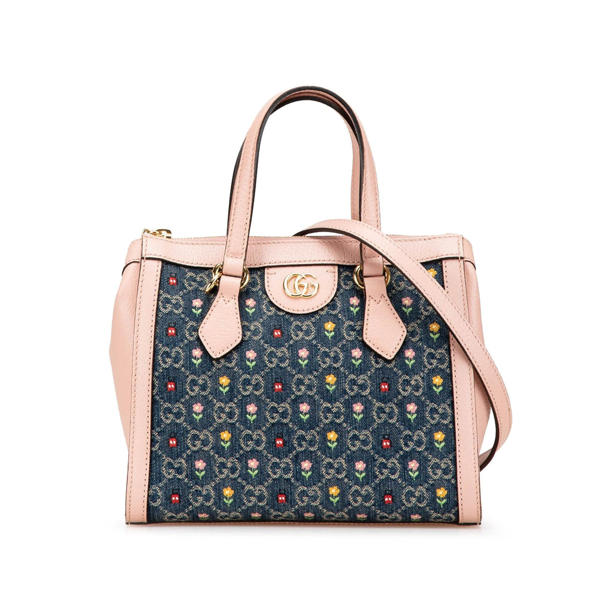 Gucci Small GG Denim Embroidery Ophidia Satchel