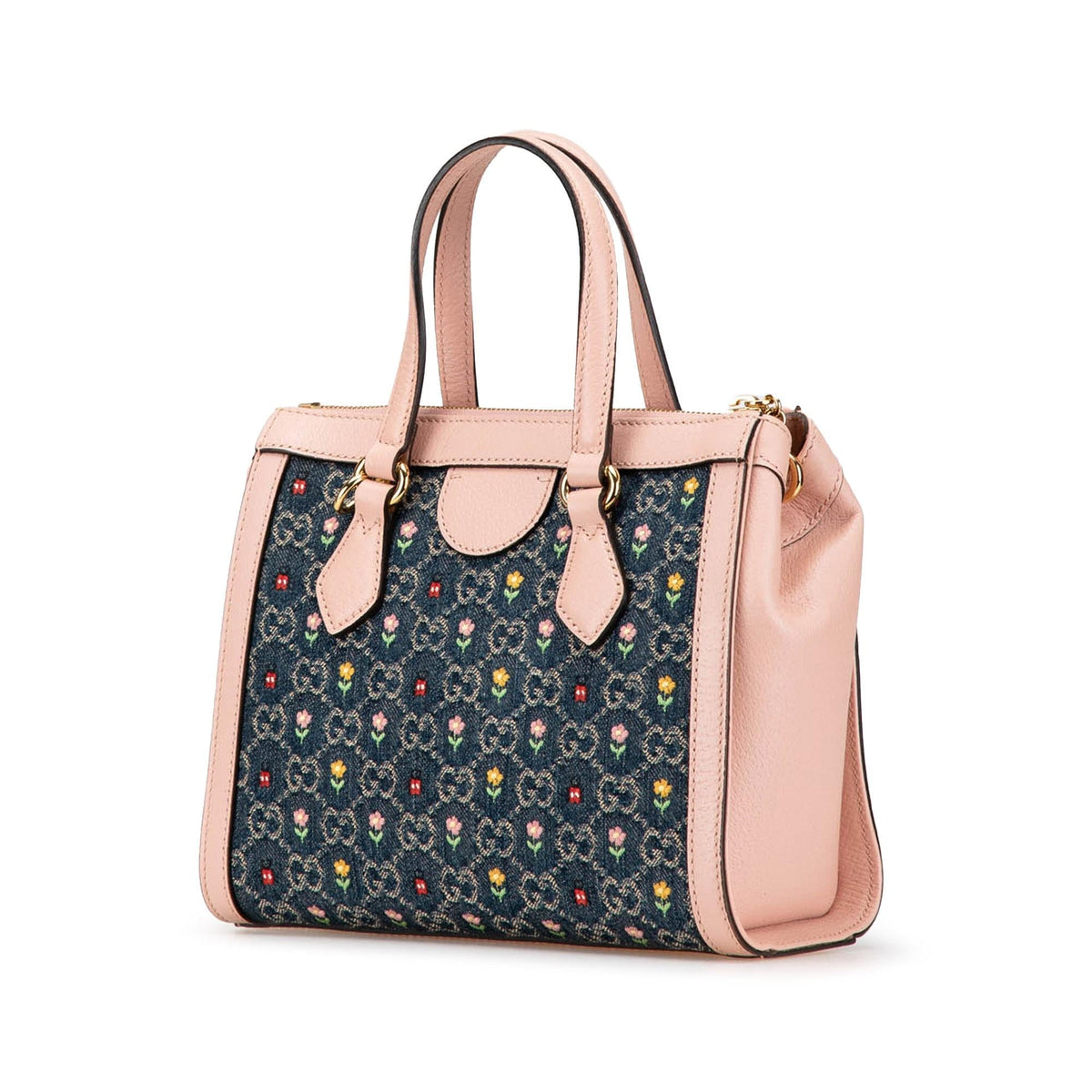 Gucci Small GG Denim Embroidery Ophidia Satchel