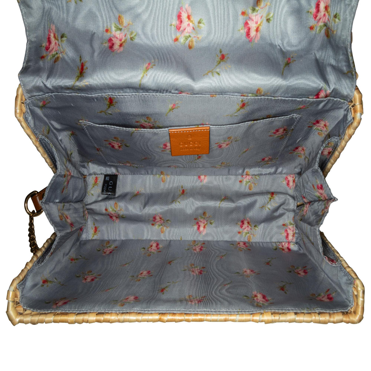 Gucci Small GG Marmont Glazed Wicker Flap (SHG-kgHeVf)