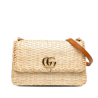 Gucci Small GG Marmont Glazed Wicker Flap (SHG-kgHeVf)