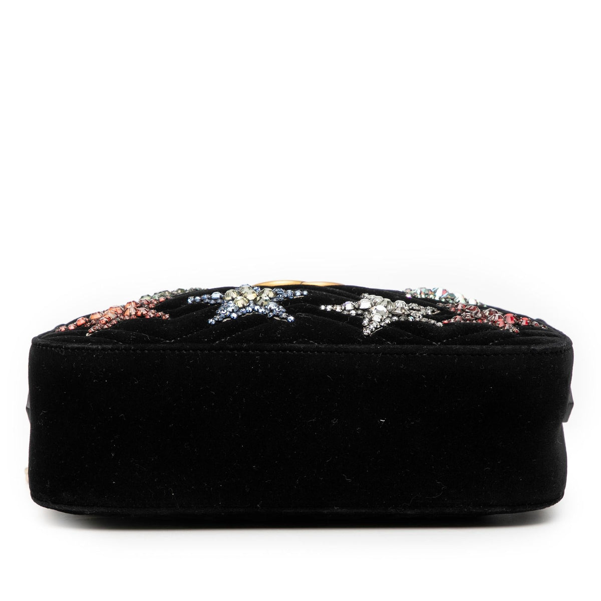 Gucci Small GG Marmont Matelasse Velvet Crystal Stars Crossbody