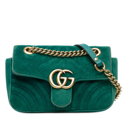 Gucci Small GG Marmont Matelasse Velvet Shoulder Bag