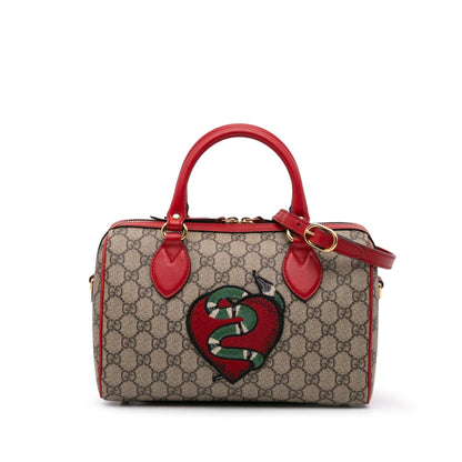Gucci Small GG Supreme Kingsnake Heart Embroidered Satchel