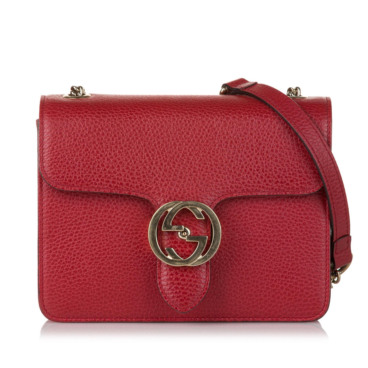 Gucci Small Interlocking G Leather Crossbody Bag (SHG-32603)