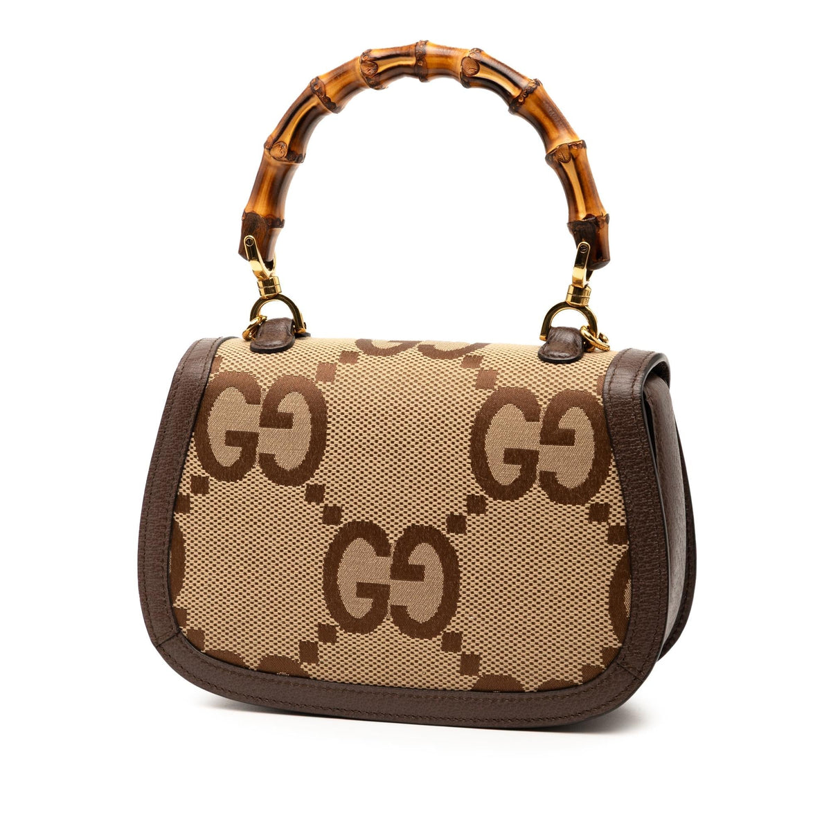 Gucci Small Jumbo GG Canvas Bamboo 1947 Top Handle Bag