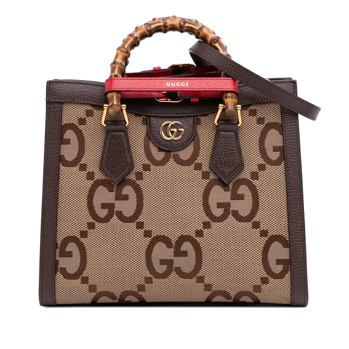 Gucci Small Jumbo GG Canvas Bamboo Diana Satchel