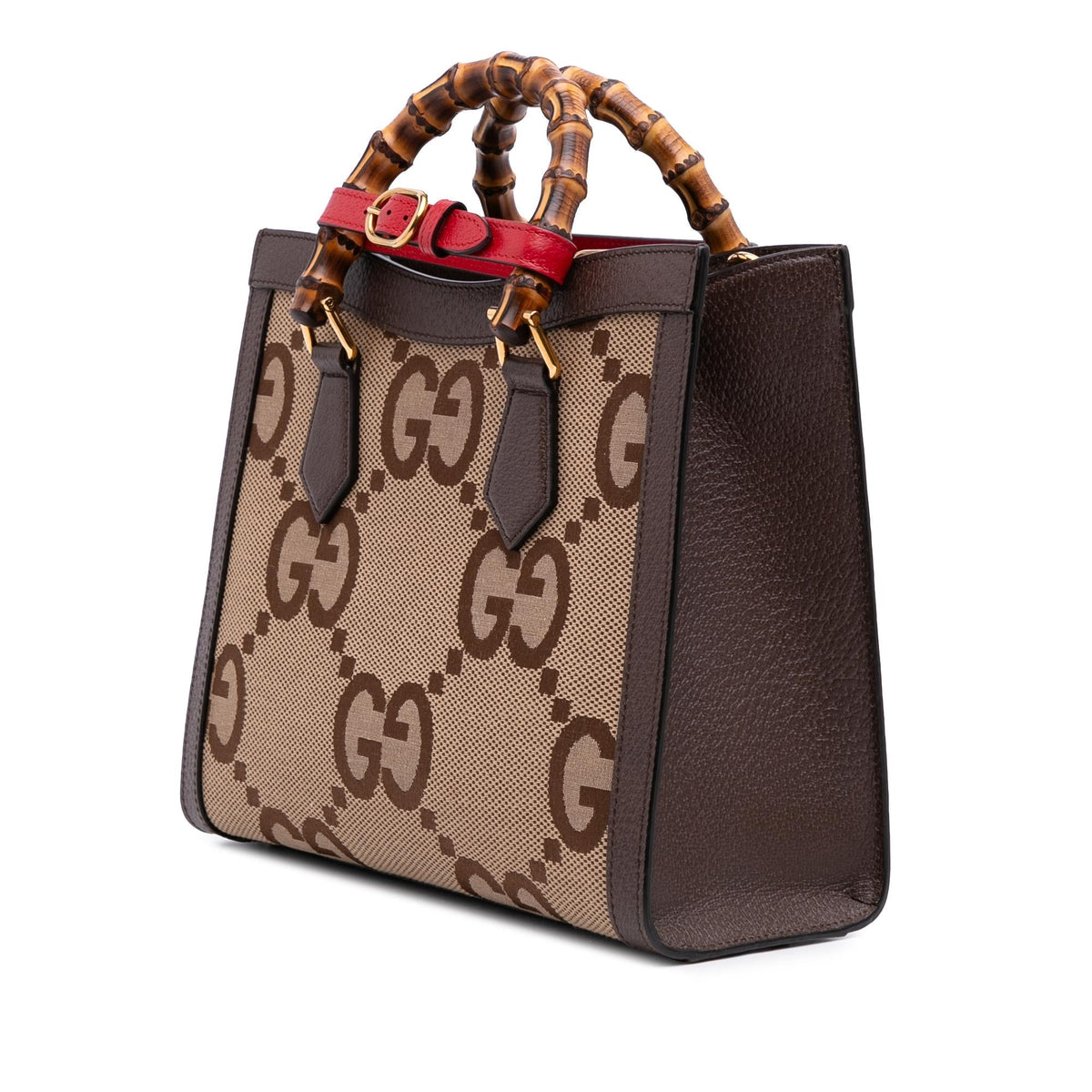Gucci Small Jumbo GG Canvas Bamboo Diana Satchel