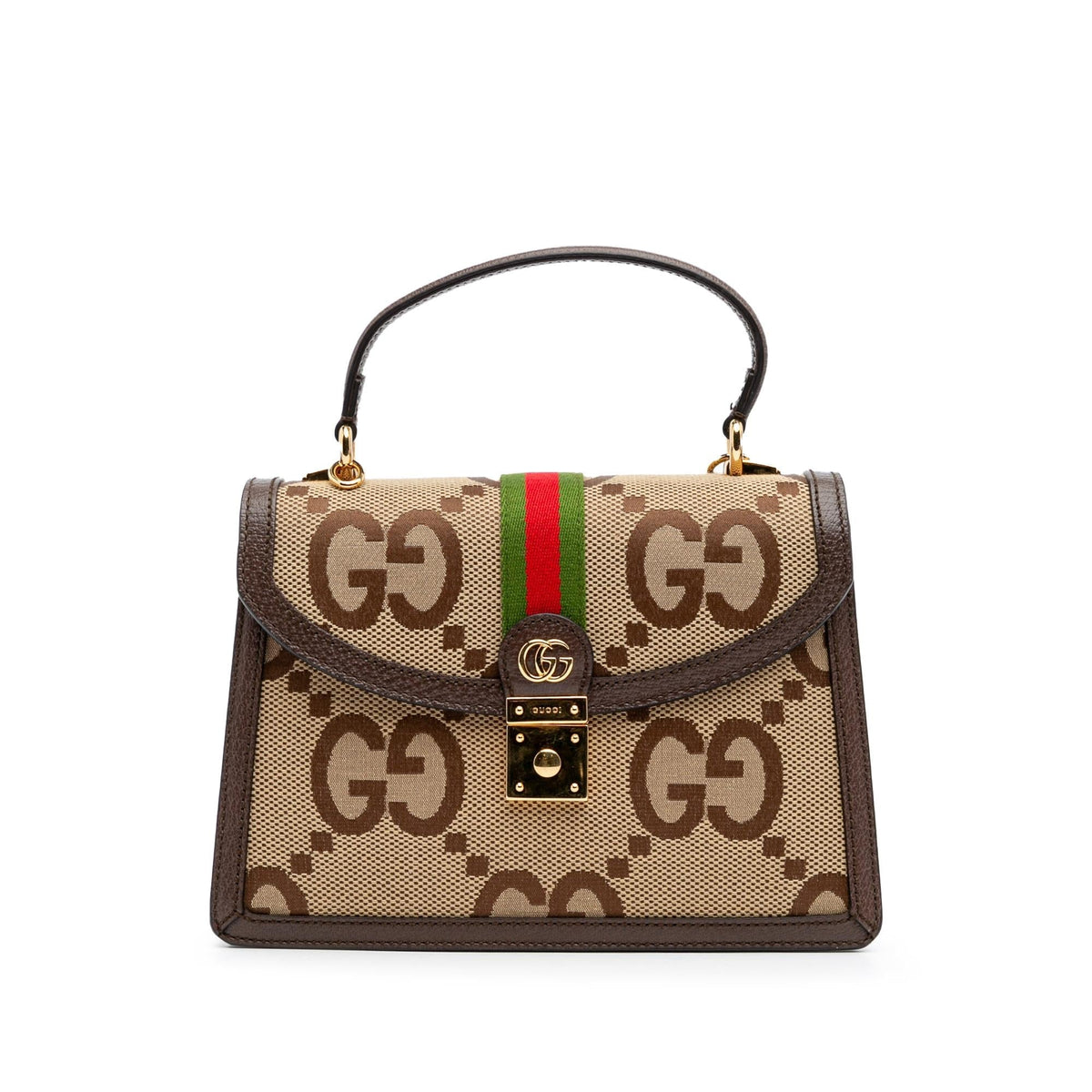 Gucci Small Jumbo GG Canvas Web Ophidia Top Handle Flap