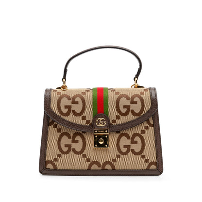 Gucci Small Jumbo GG Canvas Web Ophidia Top Handle Flap
