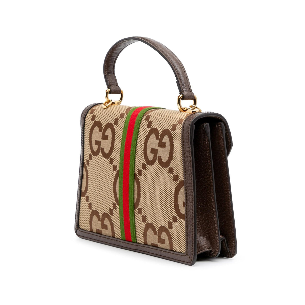 Gucci Small Jumbo GG Canvas Web Ophidia Top Handle Flap