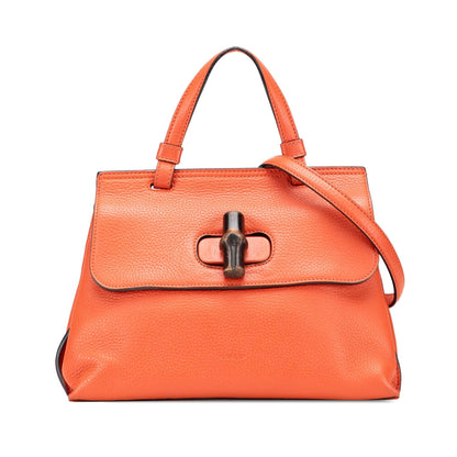 Gucci Small Leather Bamboo Daily Satchel