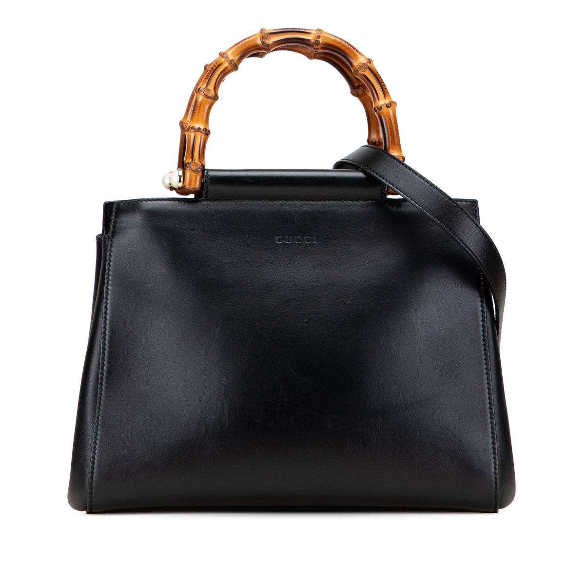 Gucci Small Leather Bamboo Nymphaea Satchel