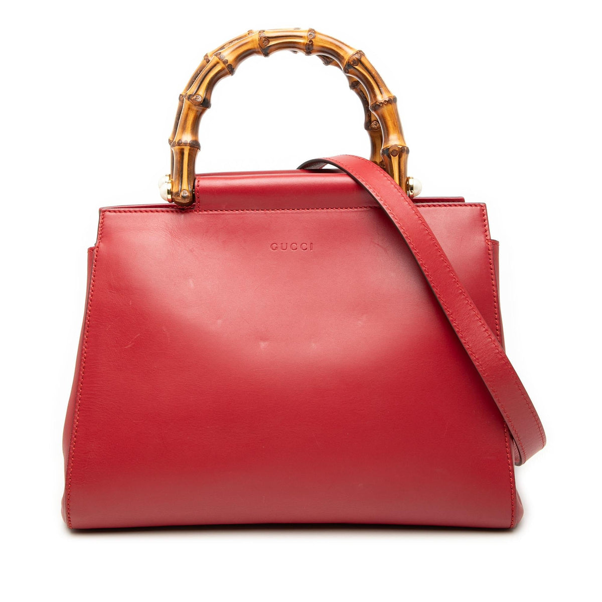Gucci Small Leather Bamboo Nymphaea Satchel