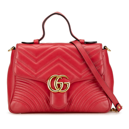 Gucci Small Leather GG Marmont Top Handle Satchel