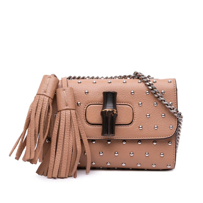 Gucci Small Leather Studded Miss Bamboo Crossbody