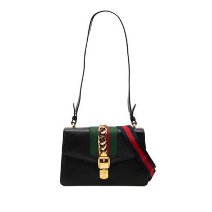 Gucci Small Leather Sylvie Web Satchel