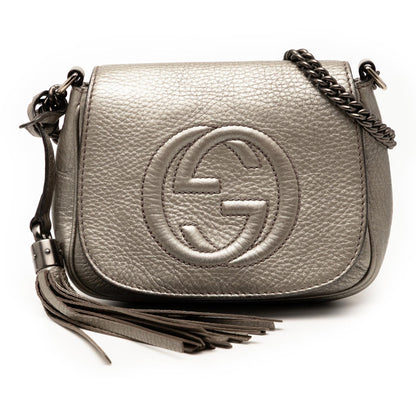 Gucci Small Metallic Leather Soho Chain Flap Crossbody