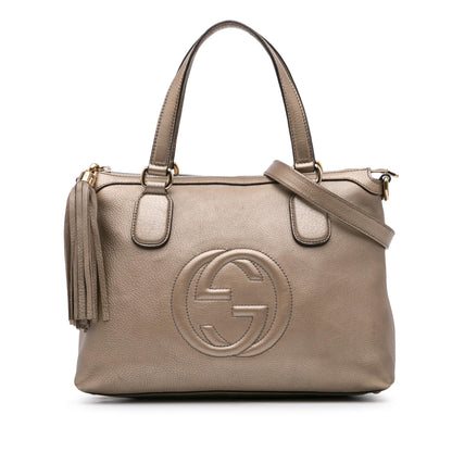 Gucci Small Metallic Leather Soho Working Satchel
