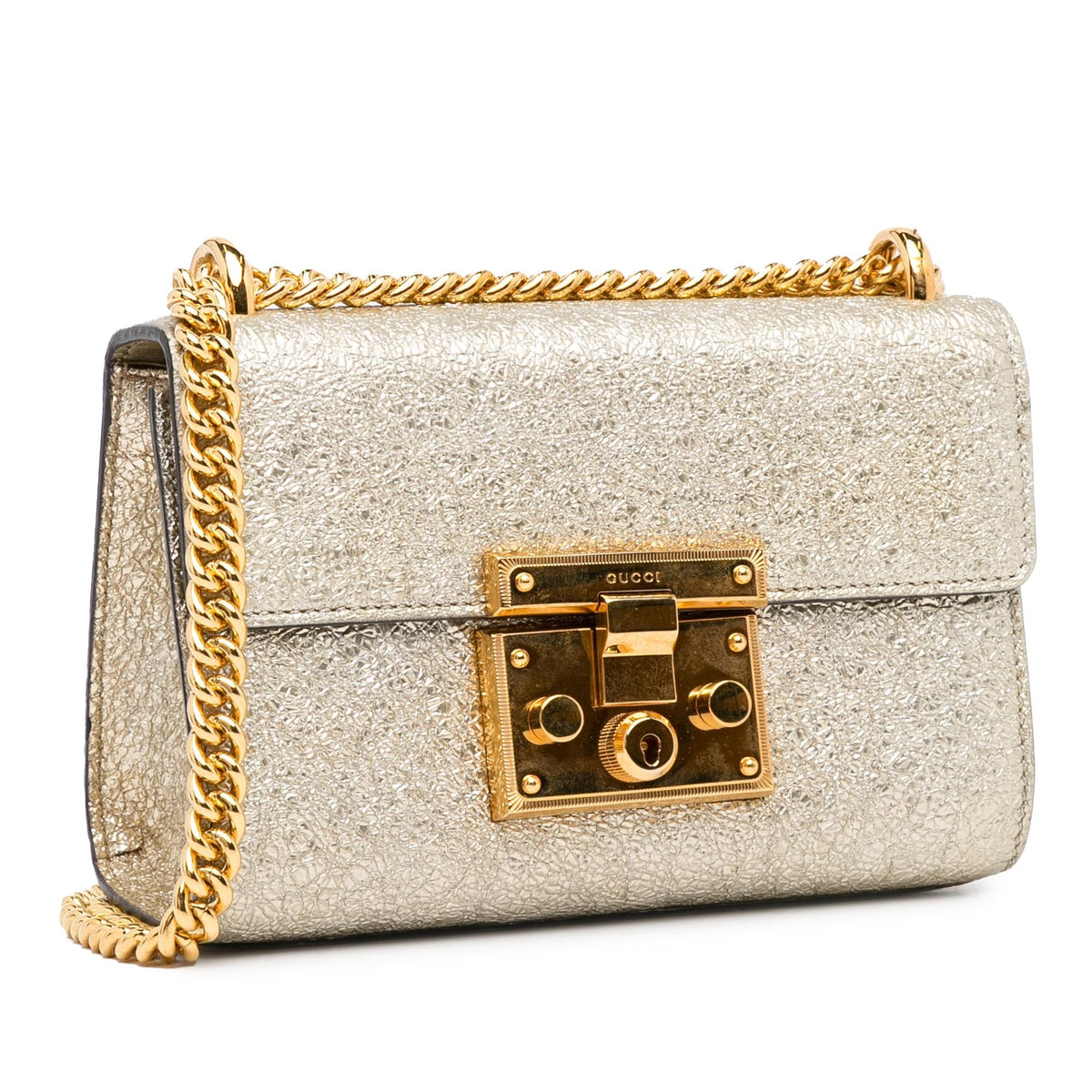 Gucci Small Metallic Padlock Crossbody (SHG-Vd4R6T)