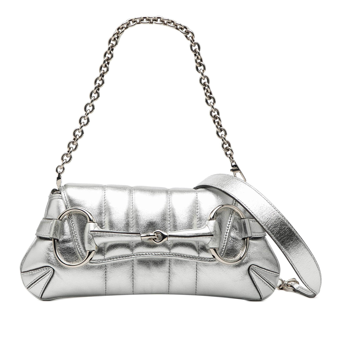 Gucci Small Metallic Quilted Leather Horsebit Chain Satchel