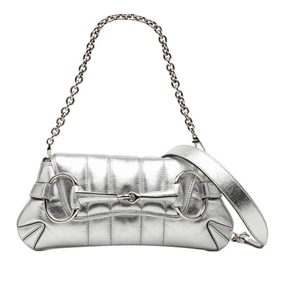 Gucci Small Metallic Quilted Leather Horsebit Chain Satchel