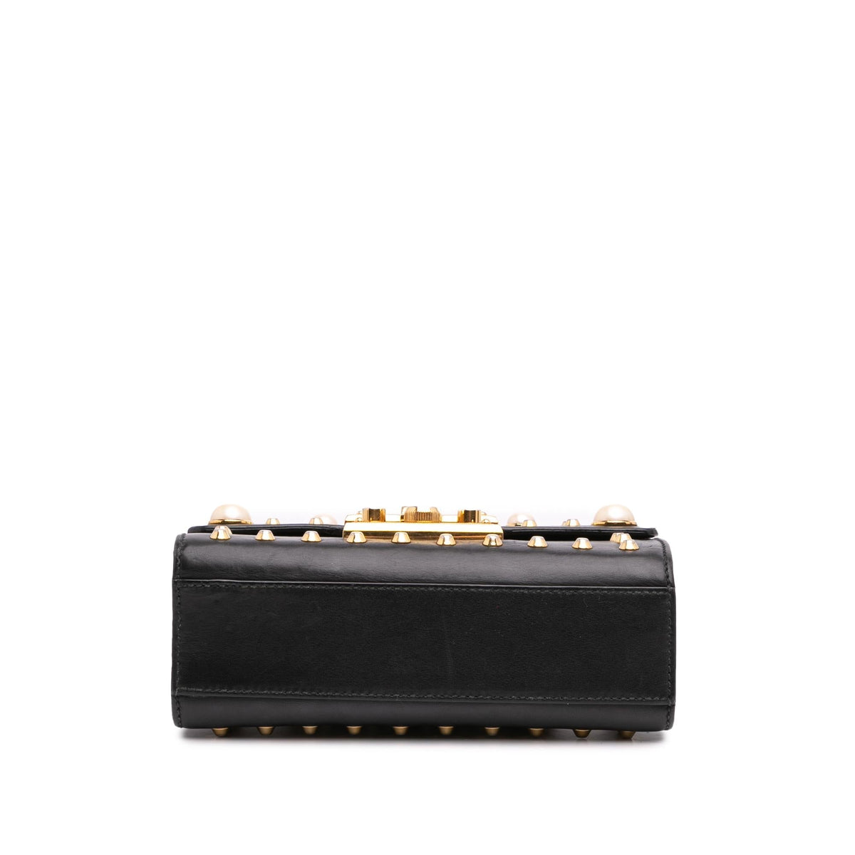 Gucci Small Pearl Studded Leather Padlock Crossbody