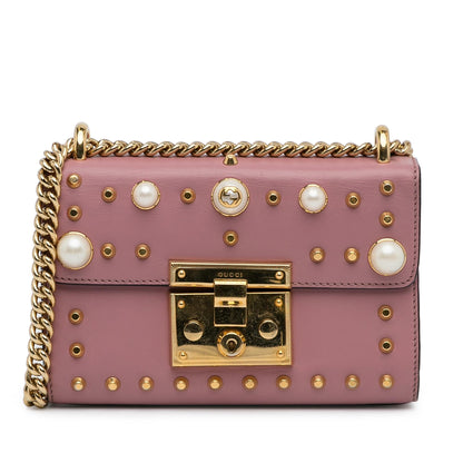 Gucci Small Pearl Studded Padlock Crossbody (SHG-9EXoma)