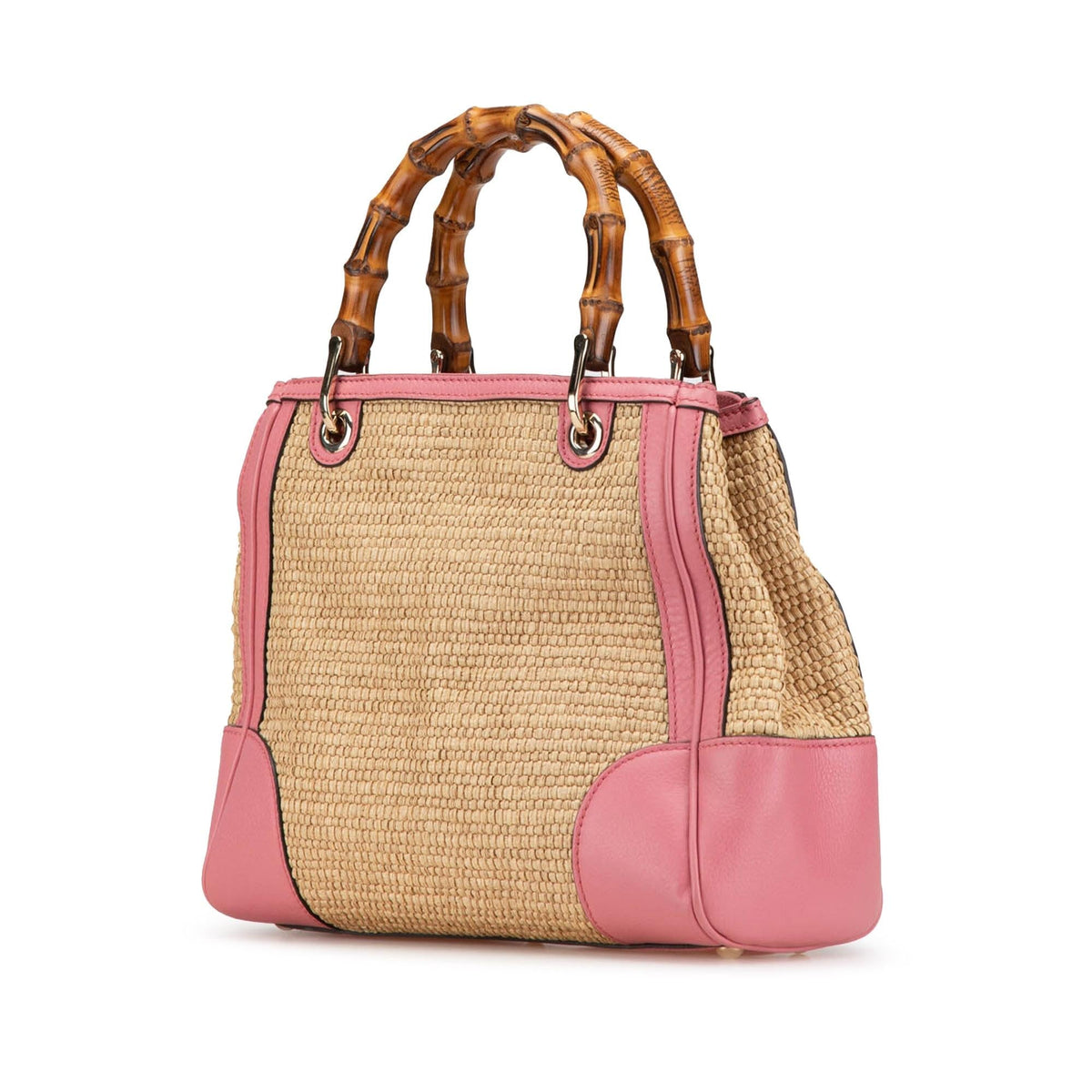 Gucci Small Raffia Bamboo Shopper Satchel