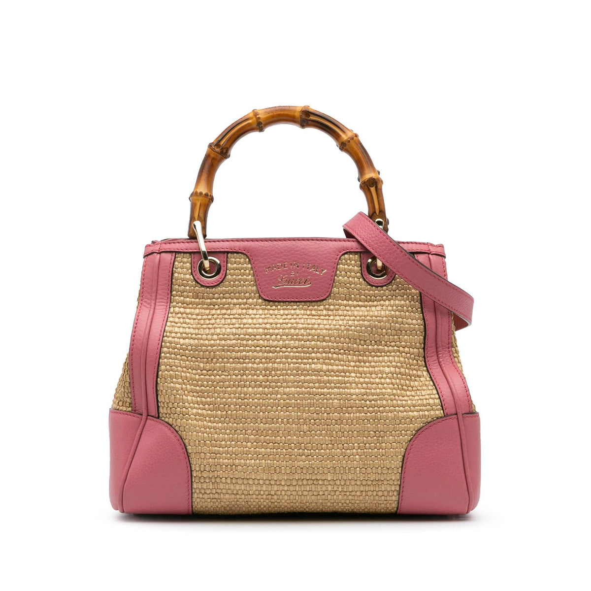 Gucci Small Raffia Bamboo Shopper Satchel