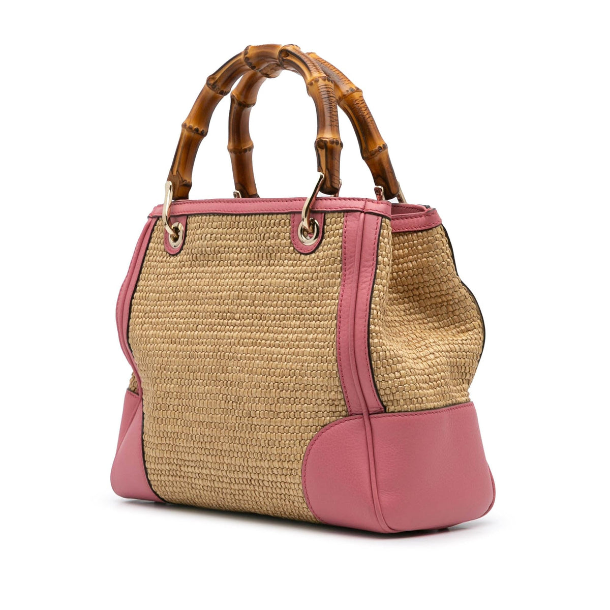 Gucci Small Raffia Bamboo Shopper Satchel