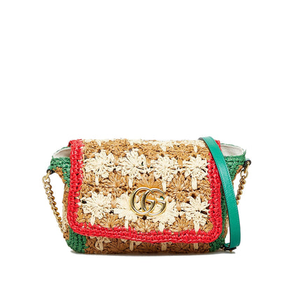 Gucci Small Raffia GG Marmont Crossbody (SHG-sRQ7mp)