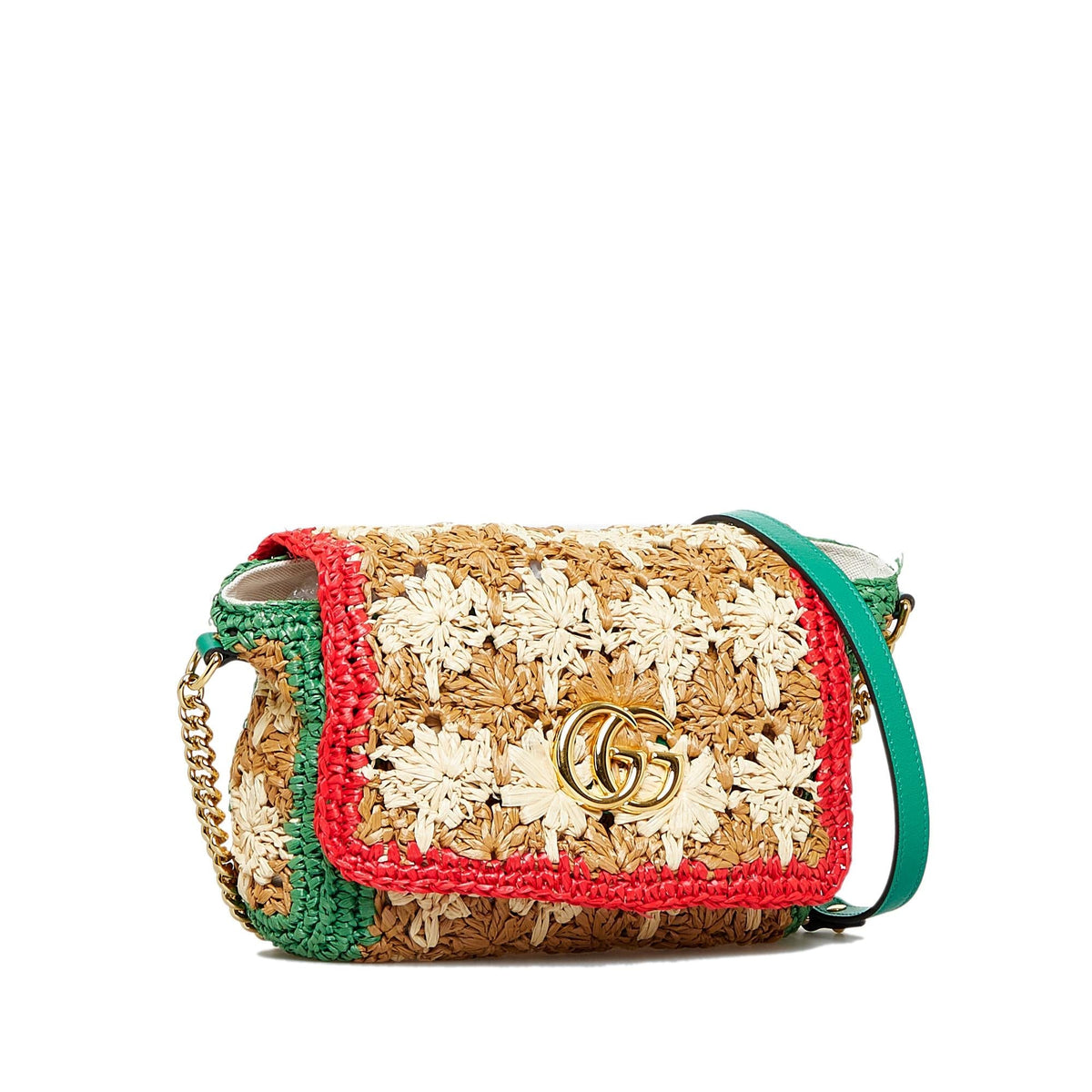 Gucci Small Raffia GG Marmont Crossbody