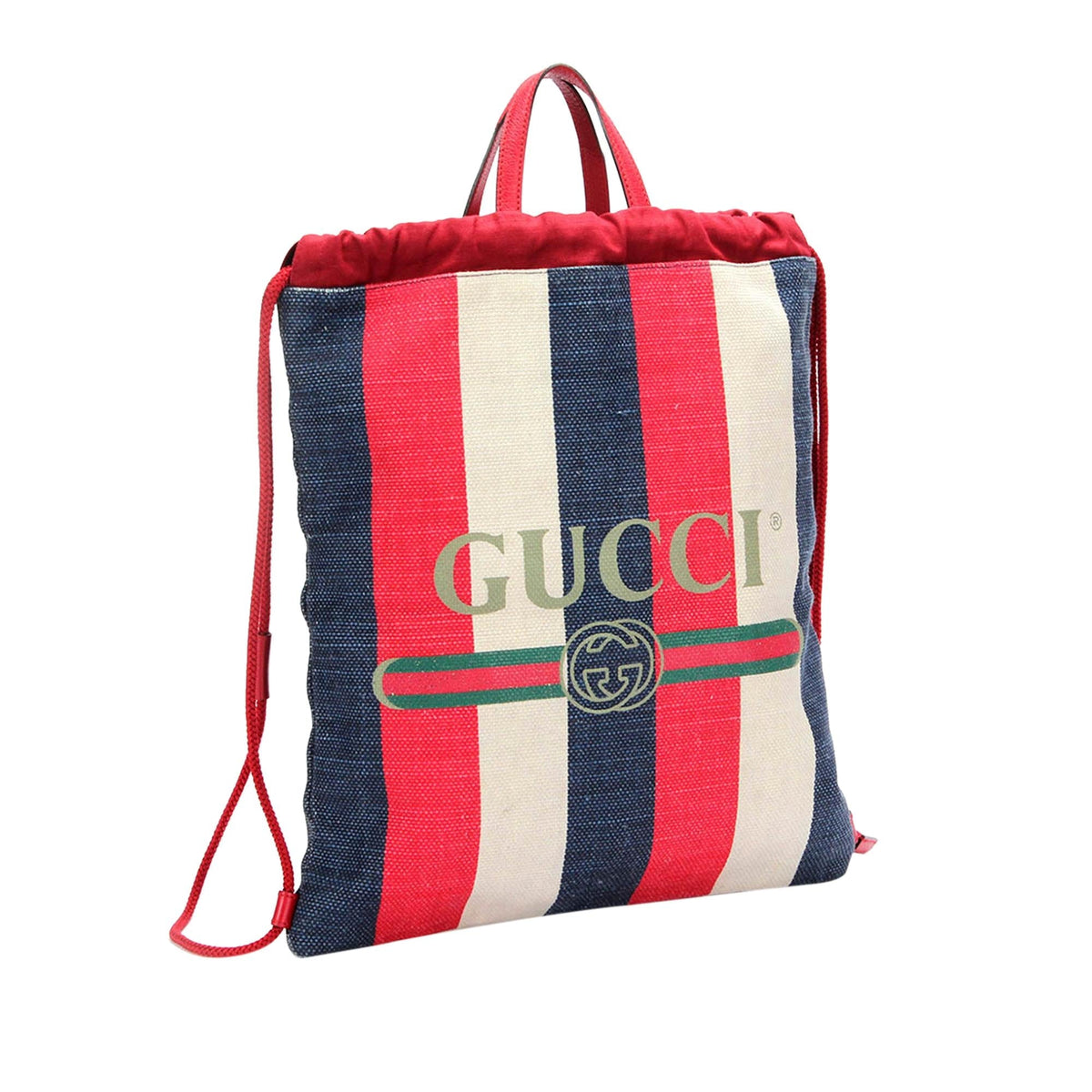 Gucci Sylvie Stripe Canvas Drawstring Backpack (SHG-q4xOwU)