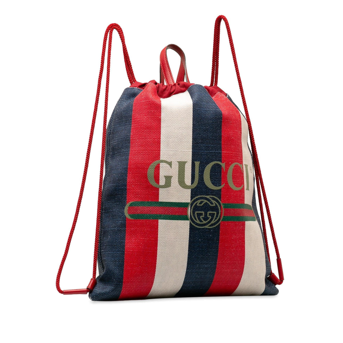 Gucci Sylvie Stripe Logo Drawstring Backpack