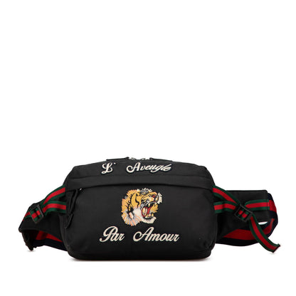Gucci Techno Canvas Web L Aveugle Par Amour Embroidered Belt Bag