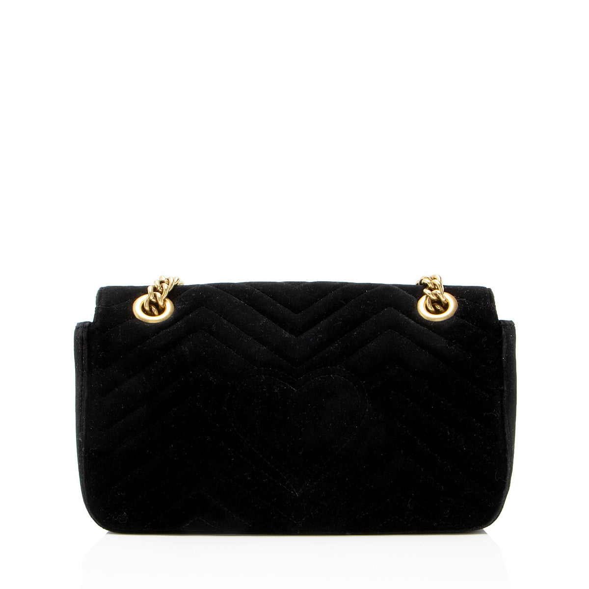 Gucci Velvet Embellished Hearts GG Marmont Medium Flap Bag