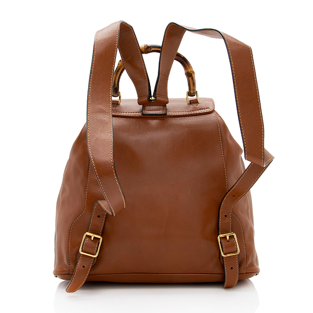 Gucci Vintage Leather Bamboo Backpack (SHF-19555)