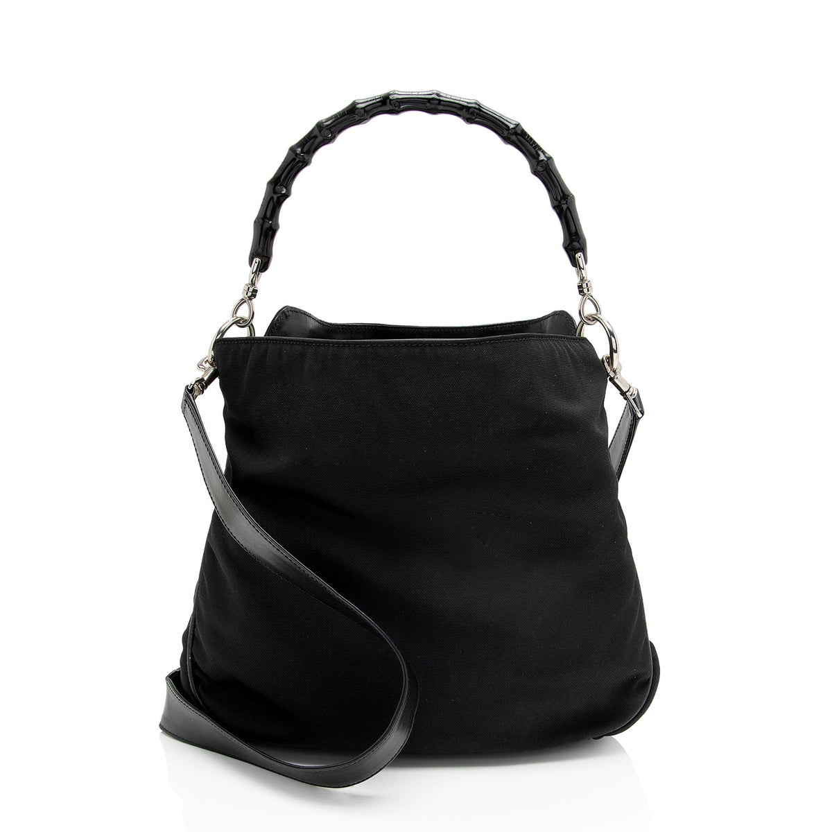 Gucci Vintage Nylon Bamboo Hobo (SHF-4WRjjt)