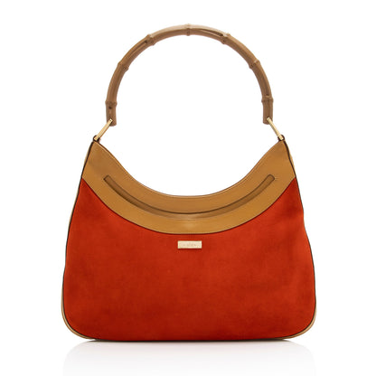 Gucci Vintage Suede Bamboo Medium Hobo (SHF-3Ppy3r)