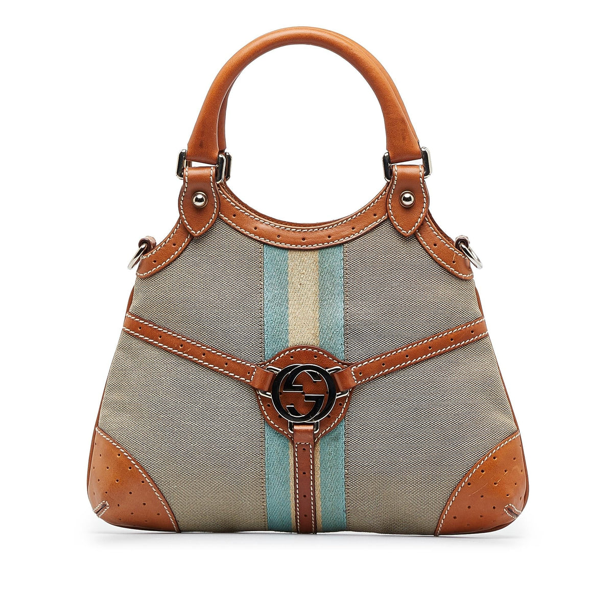 Gucci Web Canvas Reins Satchel (SHG-wUoDp0)