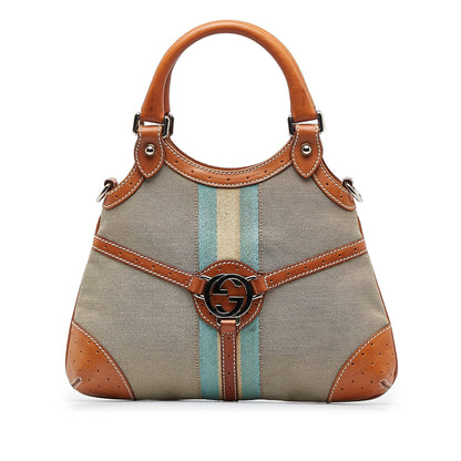 Gucci Web Canvas Reins Satchel (SHG-wUoDp0)
