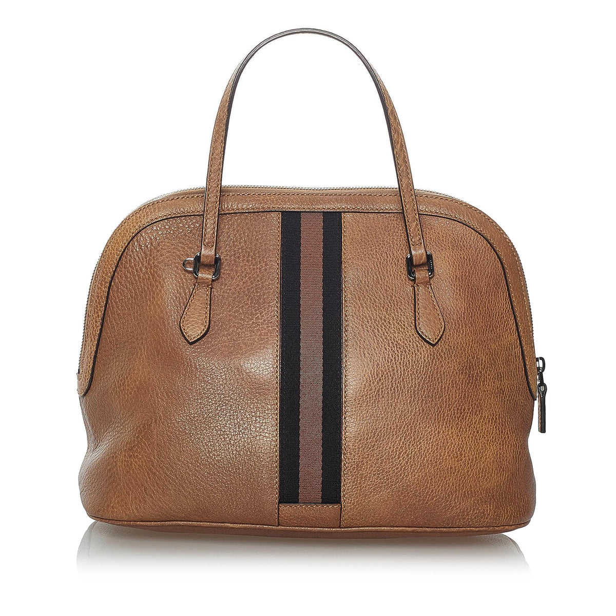 Gucci Web Dome Leather Satchel (SHG-30169)