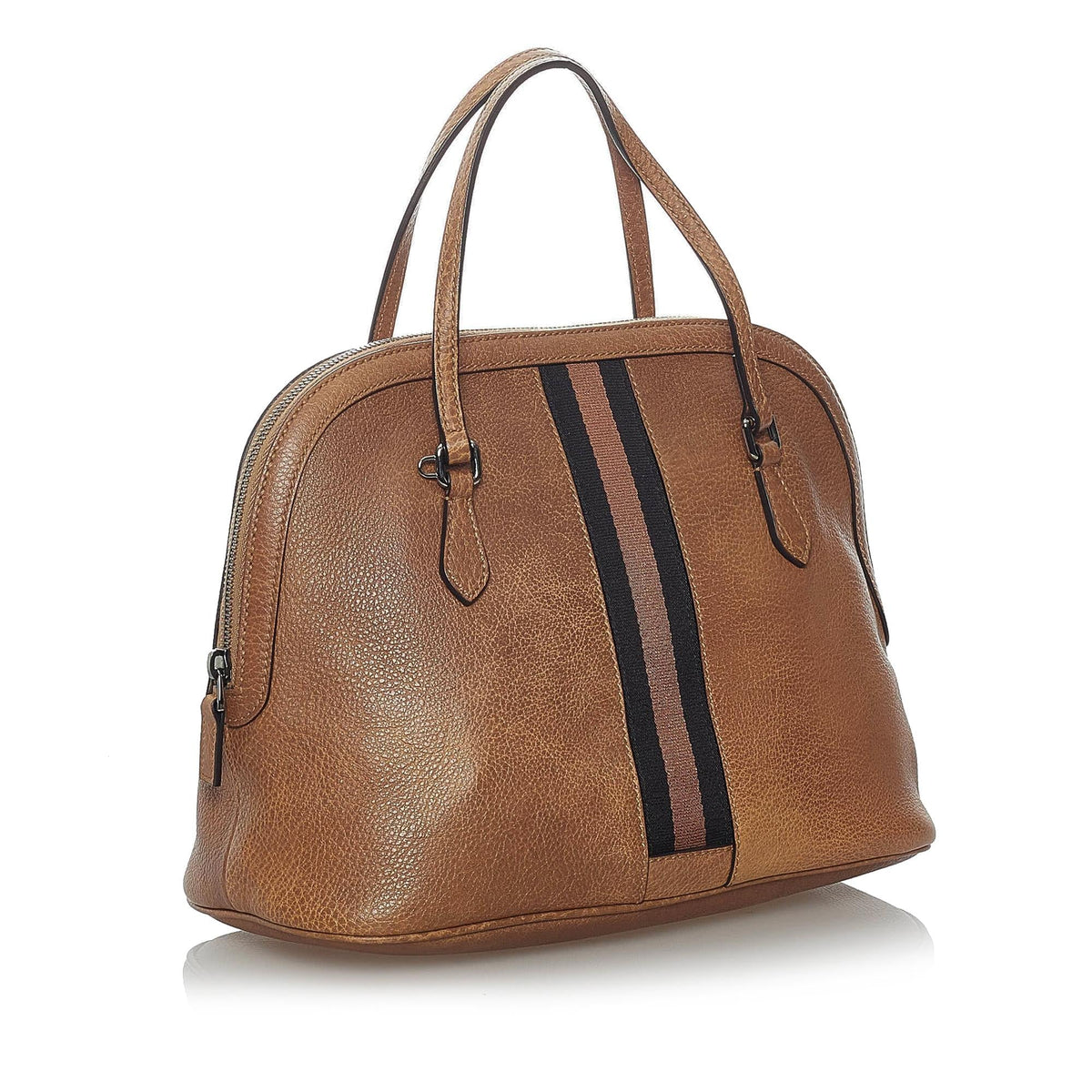 Gucci Web Dome Leather Satchel (SHG-30169)