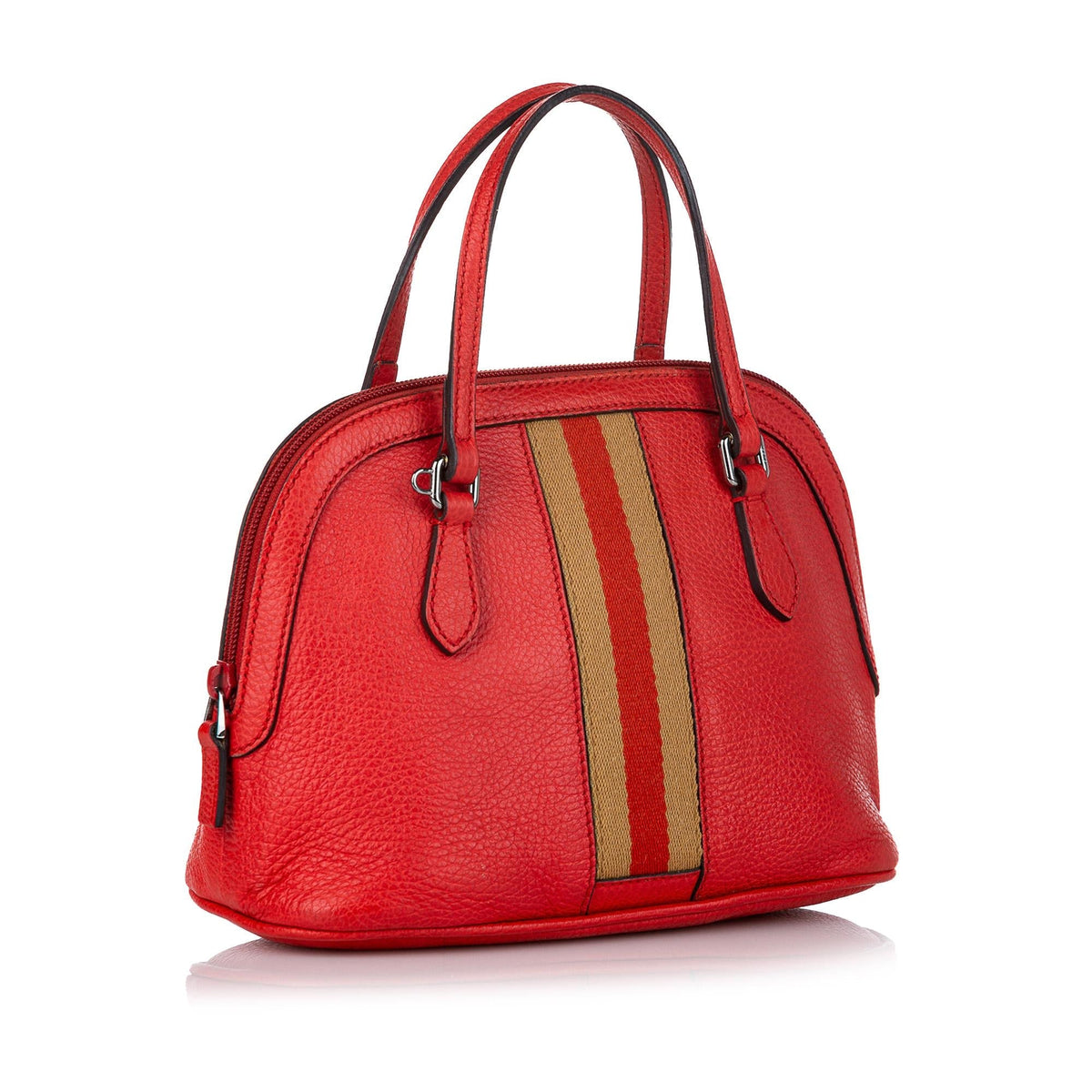 Gucci Web Dome Leather Satchel (SHG-30517)