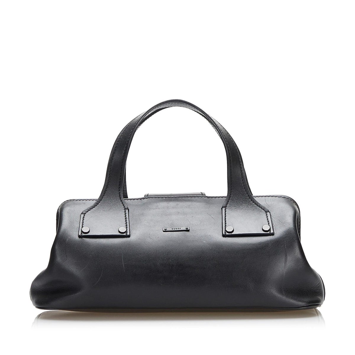 Gucci Wood Hook Closure Leather Handbag (SHG-36643)