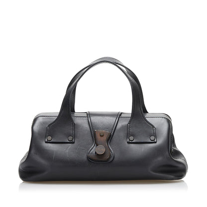 Gucci Wood Hook Closure Leather Handbag (SHG-36643)