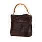 Gucci Woven Leather Bamboo Satchel
