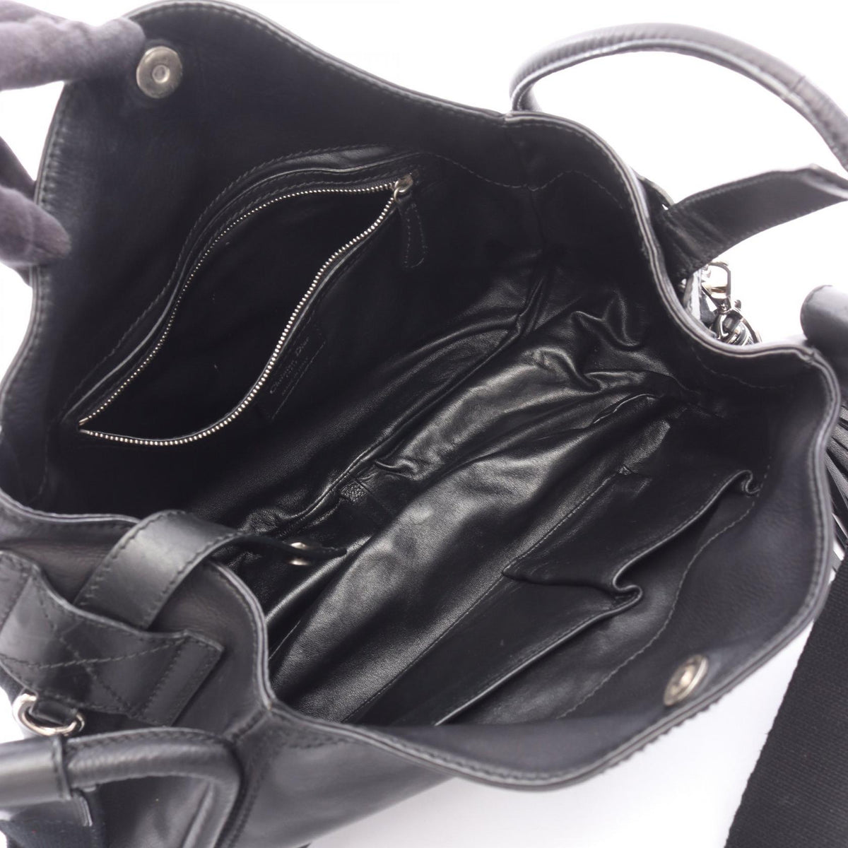 Dior Cannage lace pocket Shoulder Bag Black leather 2101219673714