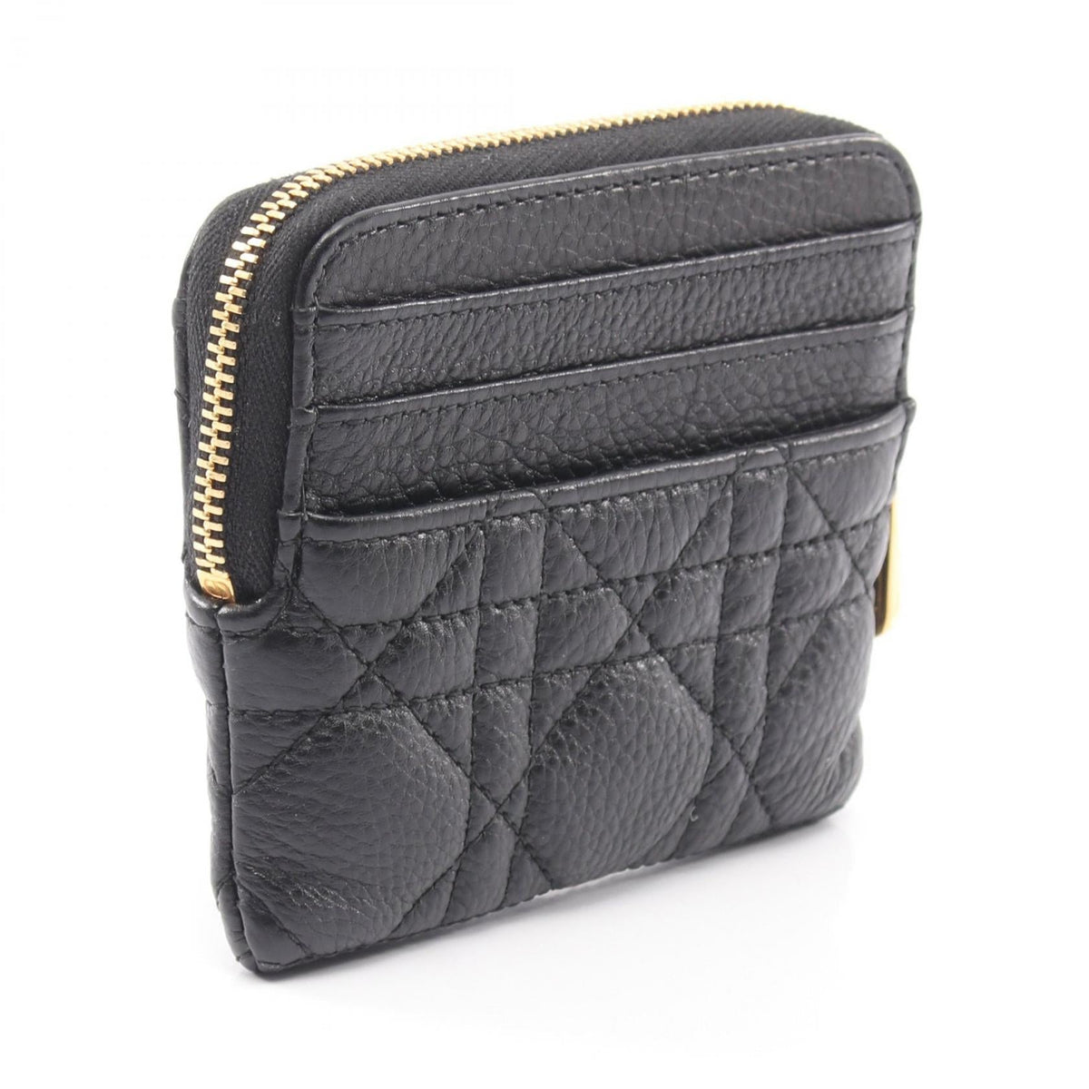 Dior Caro Lavender Wallet Cannage coin purse Black leather S5177UWHC_M900 2120900123345