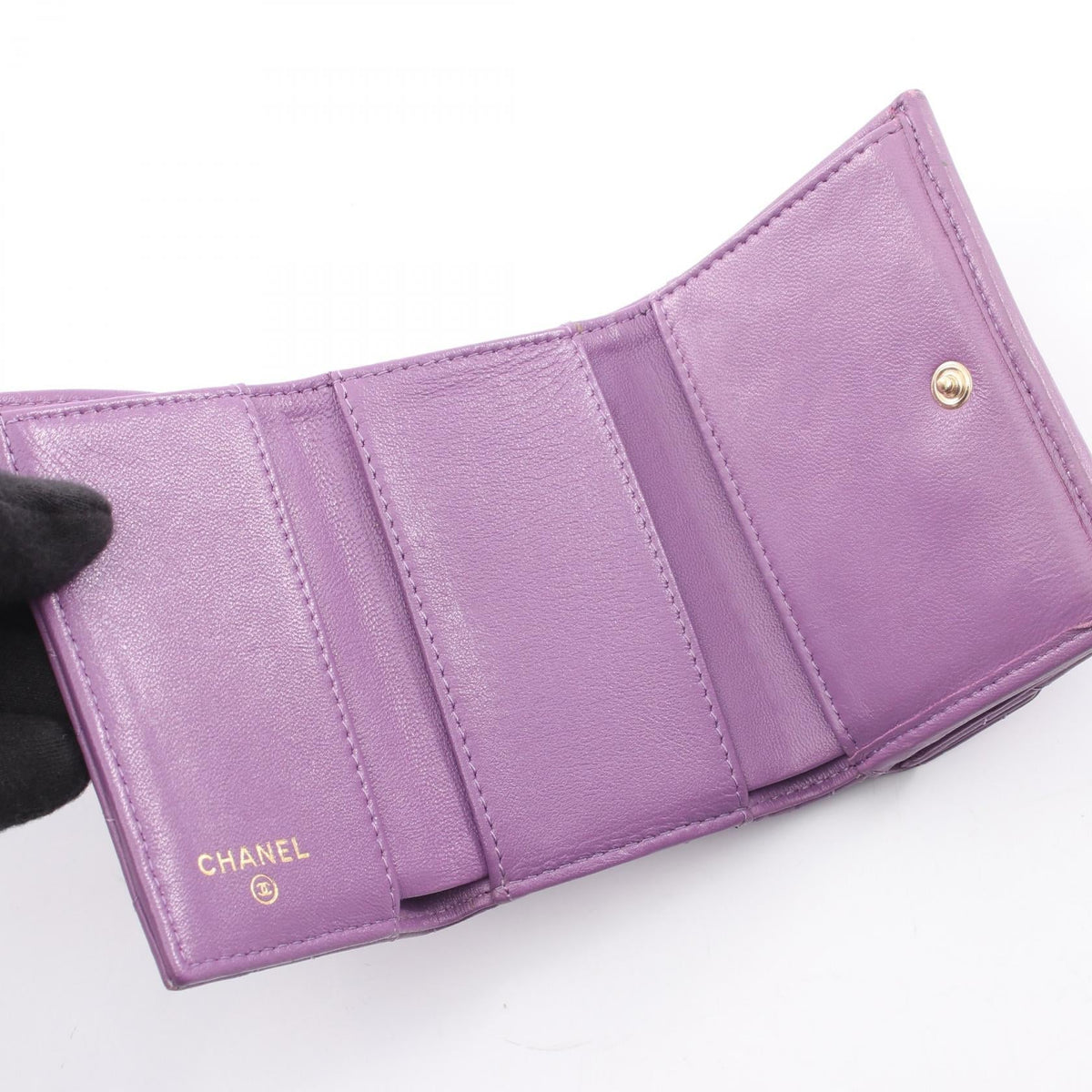 CHANEL Purple Classic Small Flap Wallet Matelasse Lambskin (sheep leather) AP0230 2107400255738